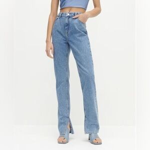 Thick denim high quality jeans with slits